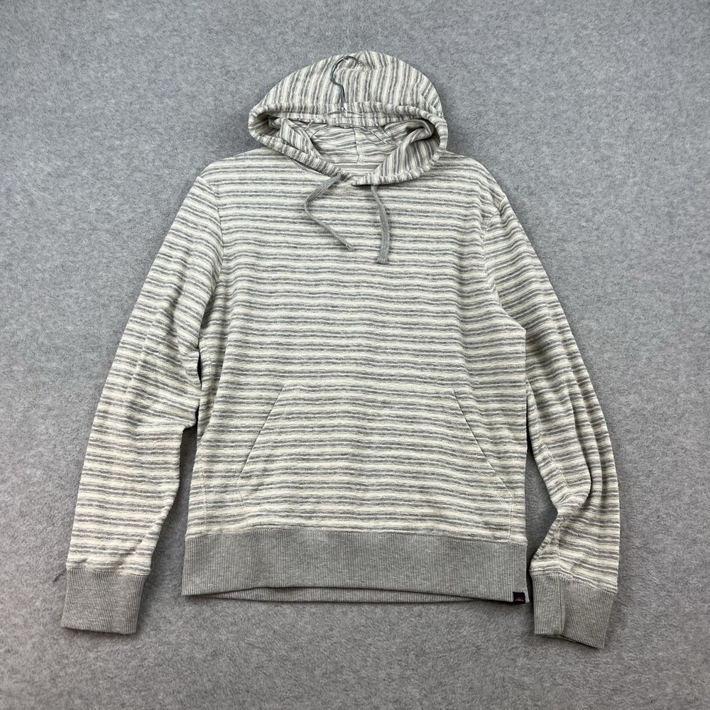 Faherty Hoodie Striped‎ Gray French Terry Pocket Pullover Women's M Beachy